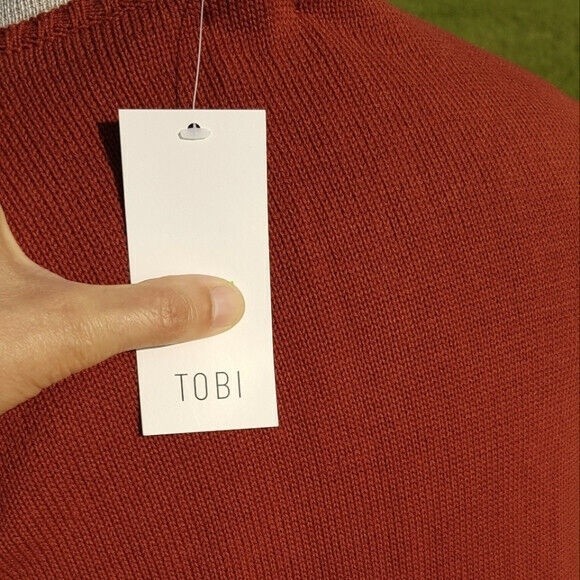 NEW Tobi Tunic Sweater Women’s Small Rust Orange A- line Short Sleeve Knit NWT - Picture 7 of 9
